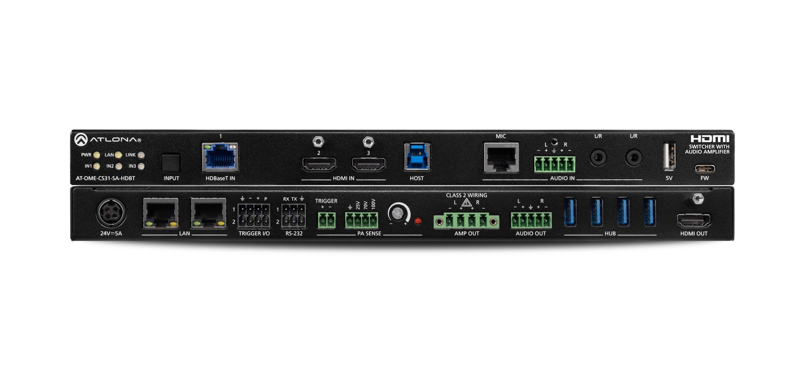 Atlona AT-OME-CS31-SA-HDBT - Switcher-AMP, USB-Hub, 3x1