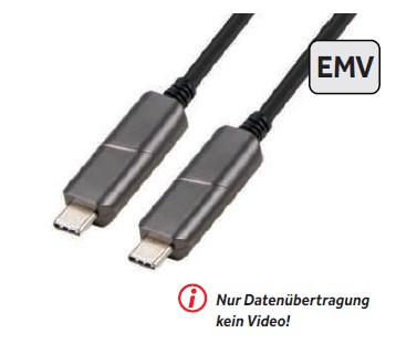TTL USB-C Hybrid Kabel (AOC, Daten) - St./St. schwarz, 15m